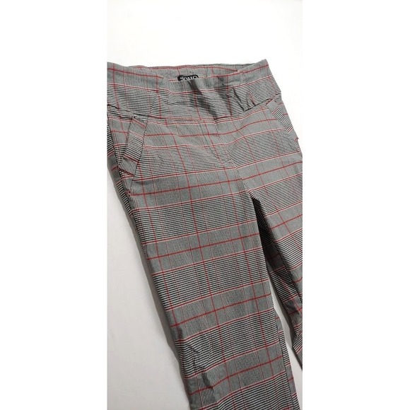 SOHO Pants Women Size S Black Red Plaid Stretch Slim‎ Fit Trousers Career Lq - Picture 3 of 10